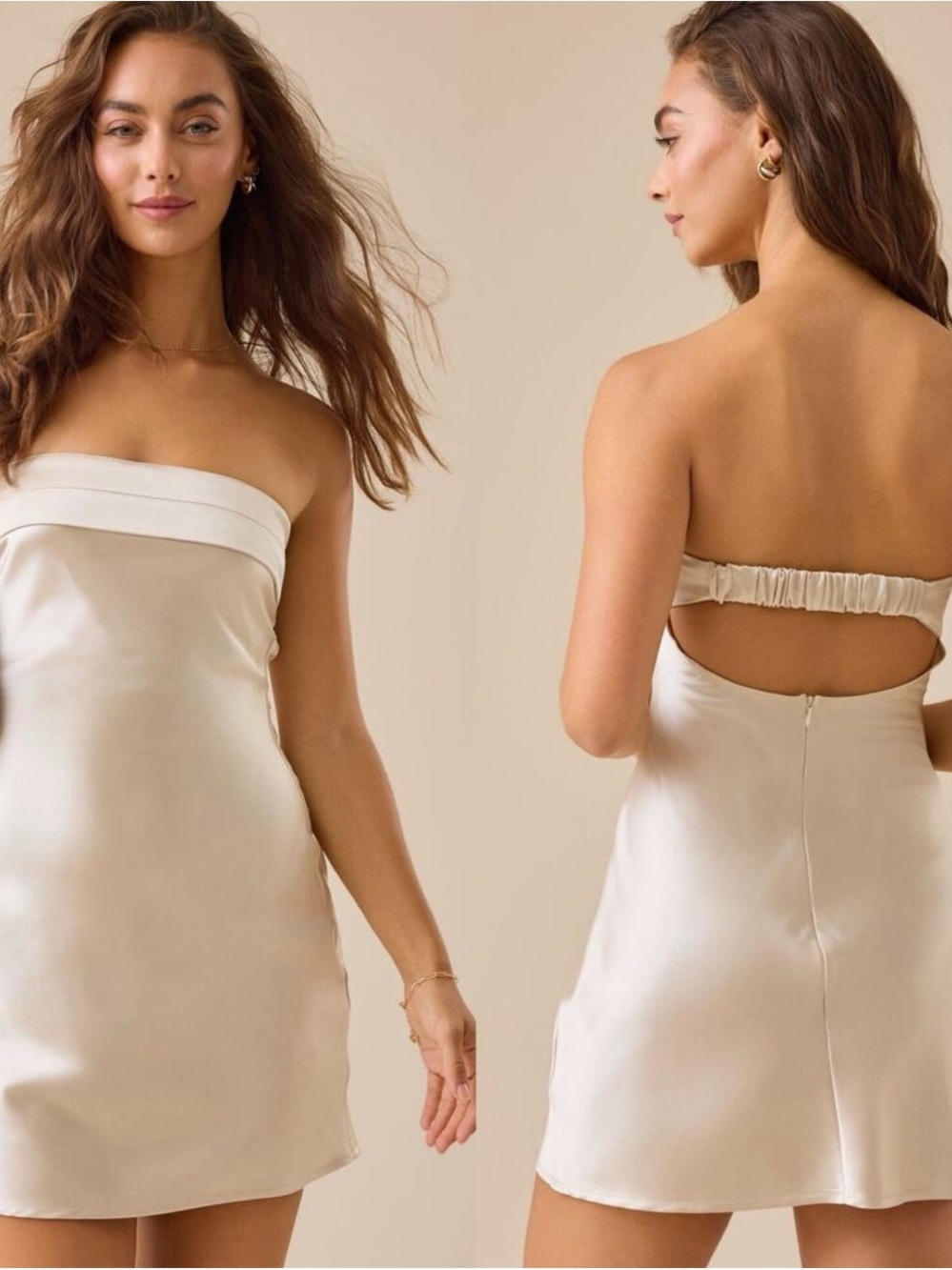 Altar’d State Paityn Strapless Satin Mini Dress